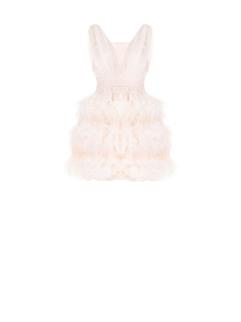 Vestido corto rosa palo con falda