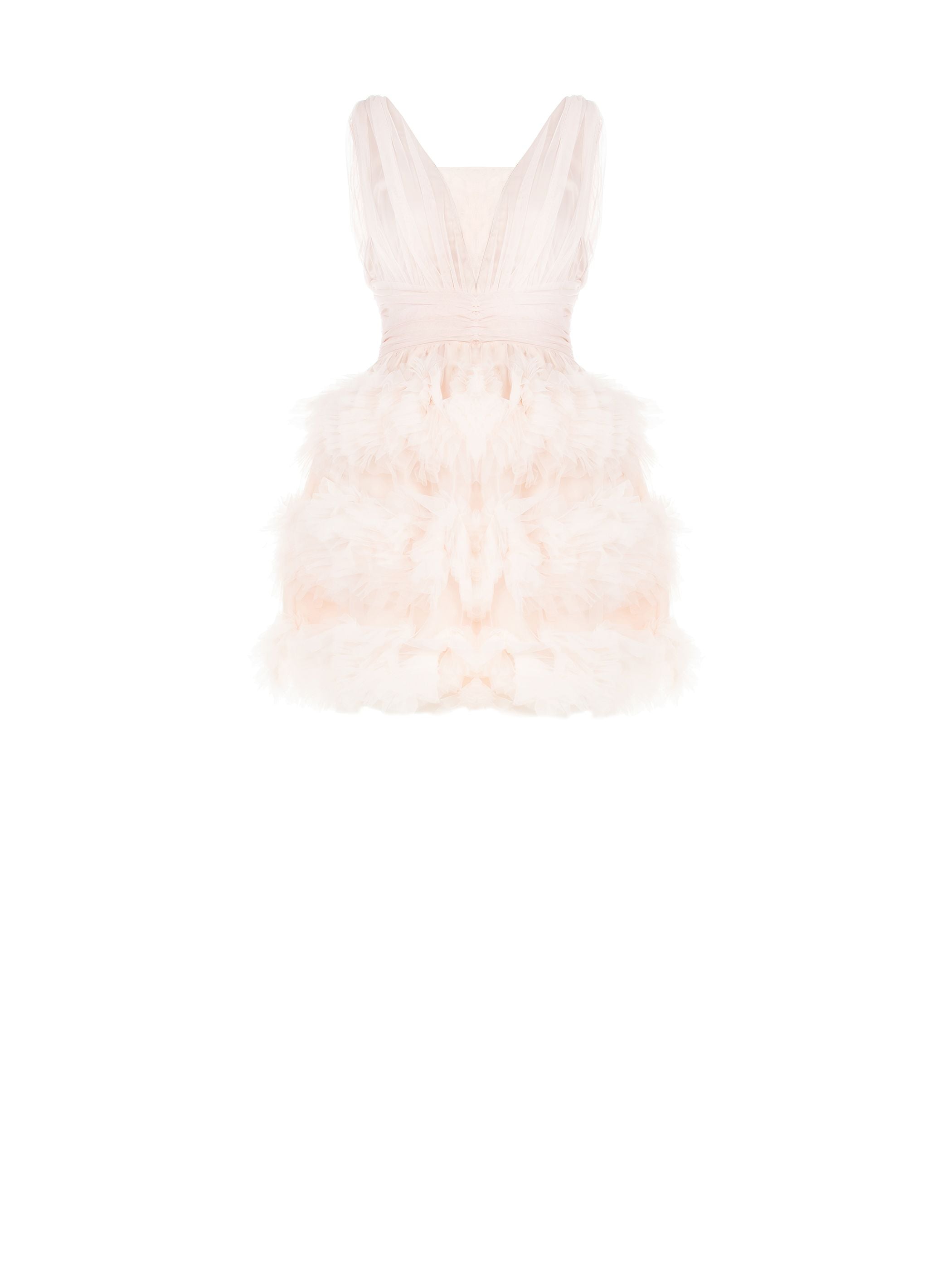 Vestido corto rosa palo con falda