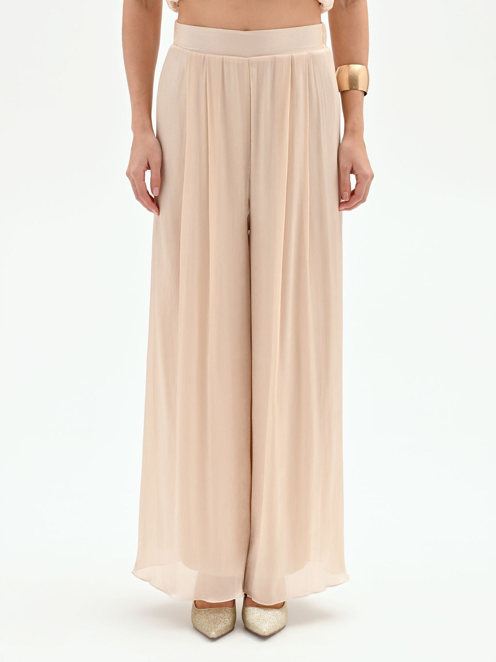 Pantalón satén beige