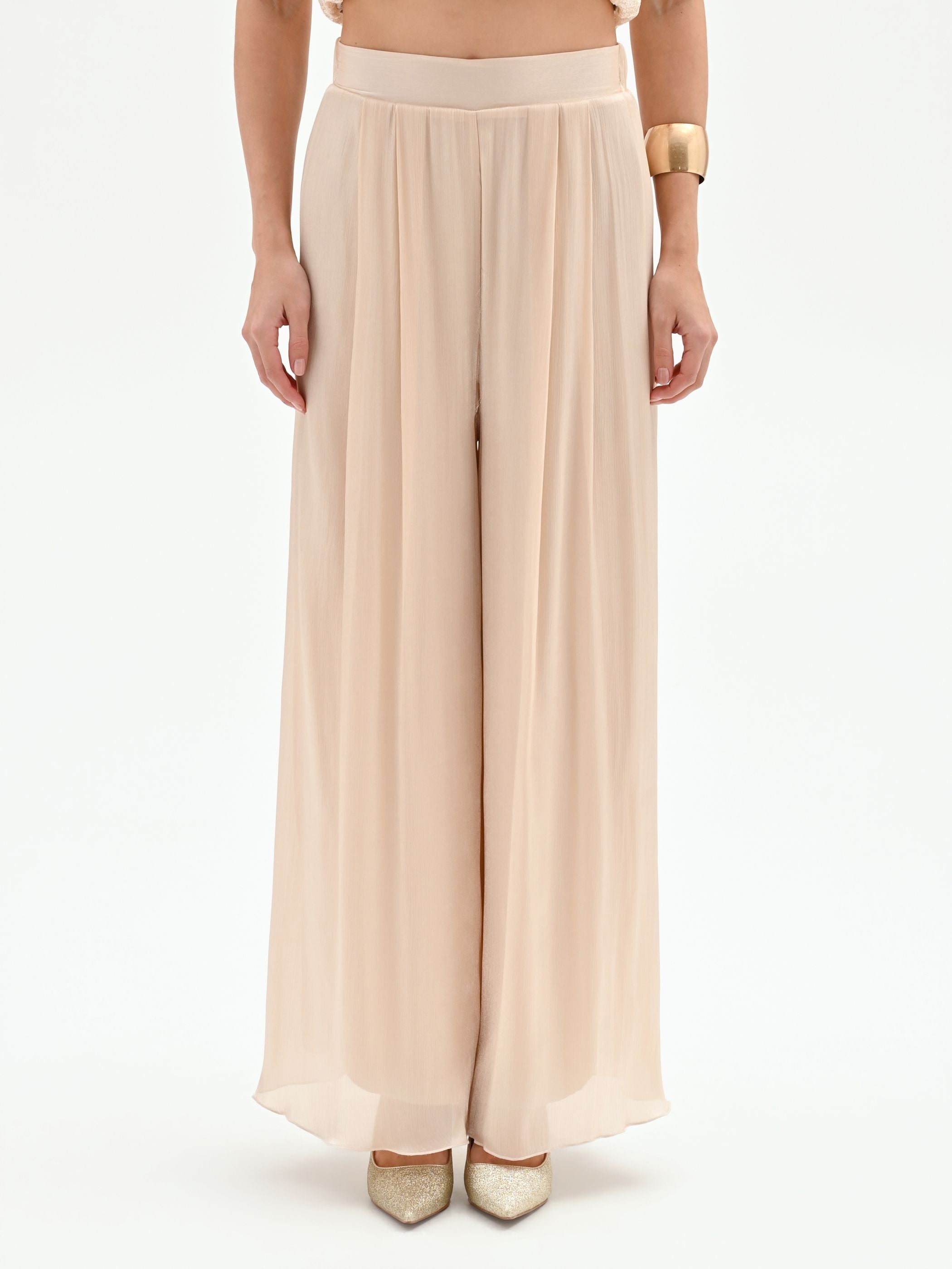 Pantalón satén beige