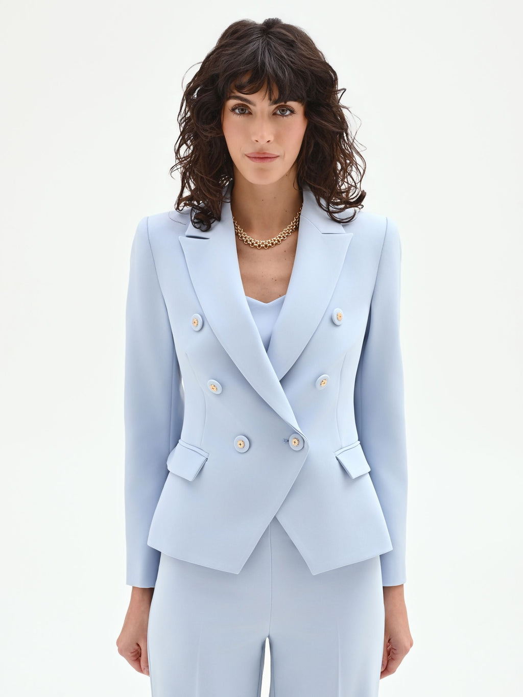 Chaqueta cruzada azul cielo