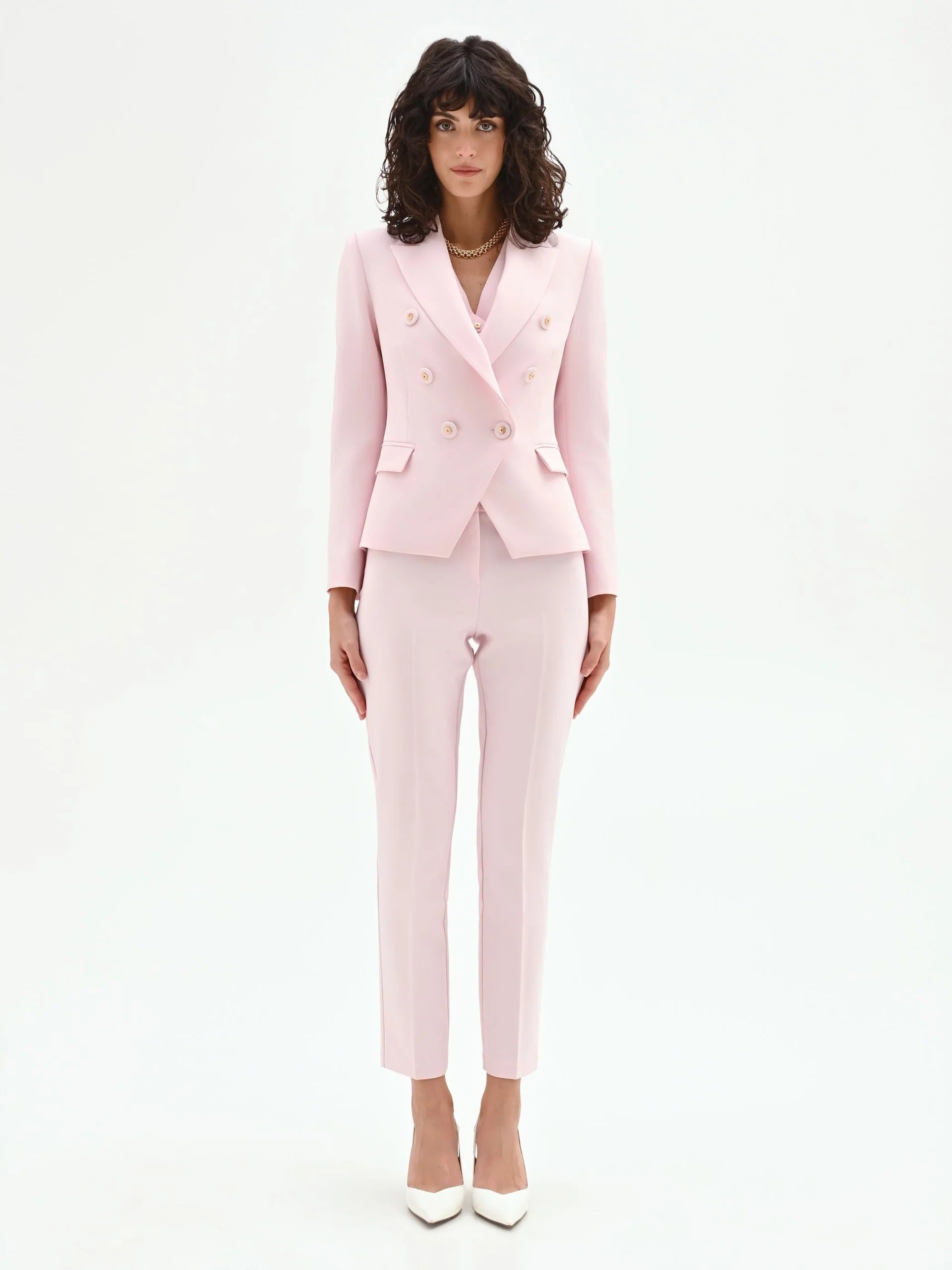 Chaqueta cruzada azul cielo