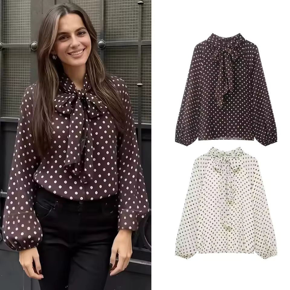 Blusa de Mujer con Estampado de Lunares